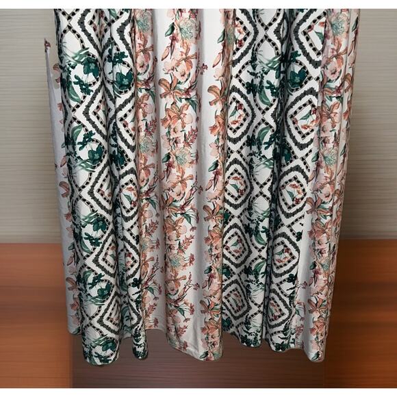 White House Black Market TROPICAL Maxi Sleeveless Dress Sz XL CORAL GREEN* - Picture 5 of 10